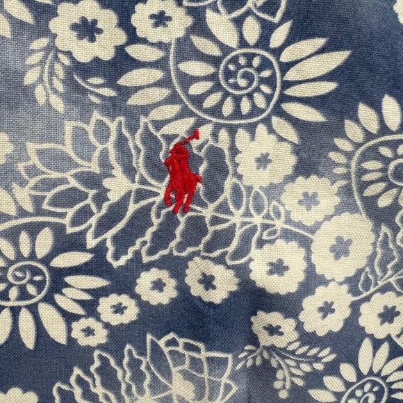 Polo Ralph Lauren Boys Short Sleeve Button Down Shirt Blue Floral Print L 14/16 - Picture 6 of 6